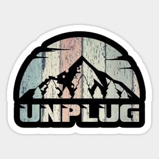 Unplug Wood Light Colors Mountain Path Sunset Design Sticker